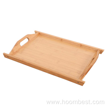 Solid Bamboo Tea Serving Tray with Handle